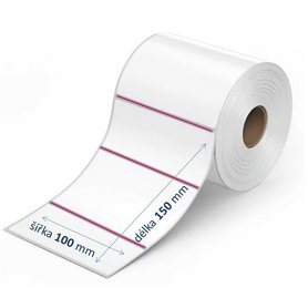 100 x 150 etikety v roli, s perforací za etiketou a 2x násekem na etiketě